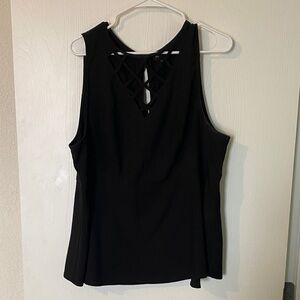 Torrid Black Lattice Front Tank Top